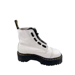 Dr. Martens Sinclair 8 Eye Milled Nappa White Pebbled Leather Platform Boots 7M